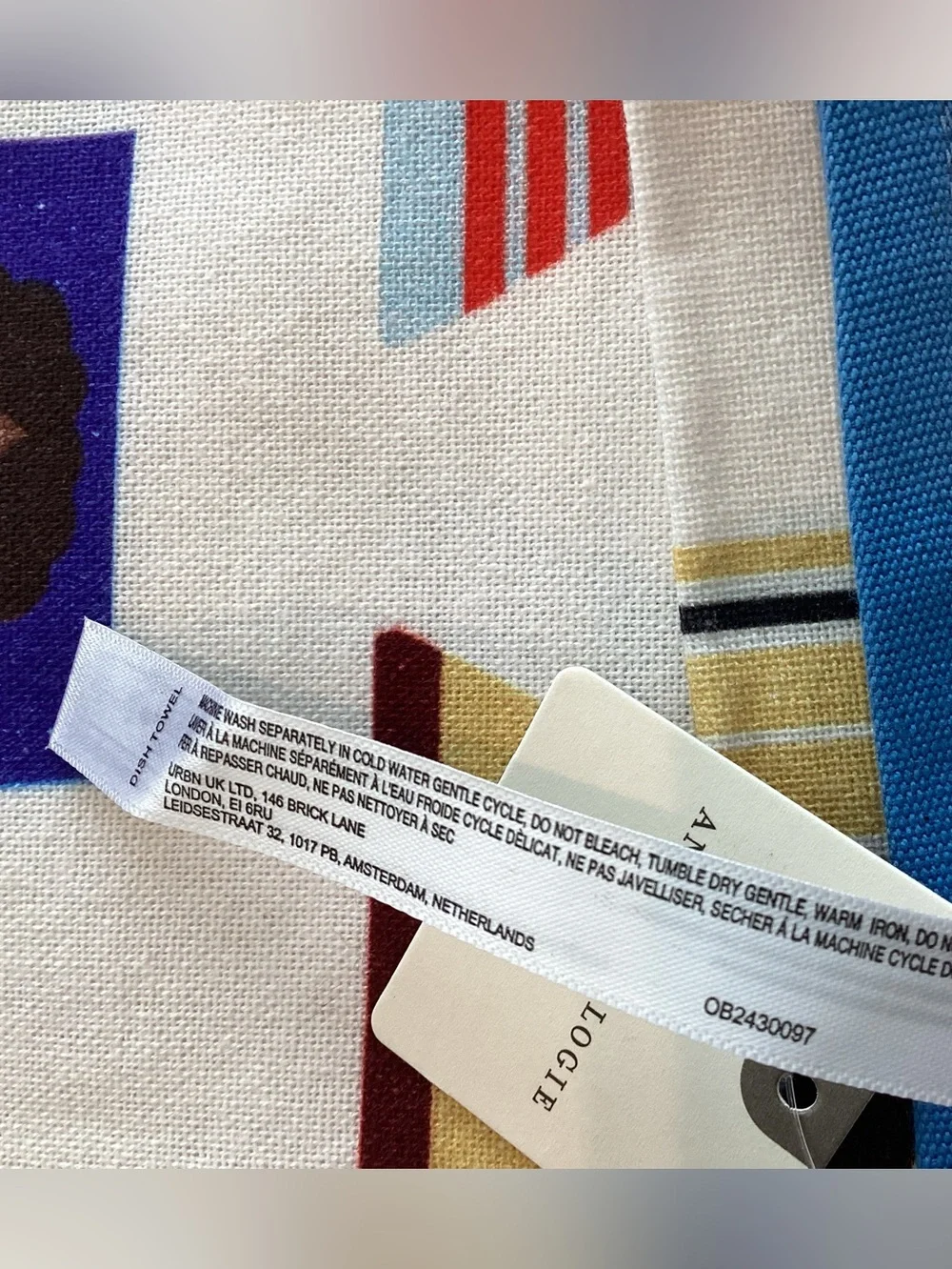 Anthropologie Damson Madder Dish Towel Cotton New White Blue Dolls